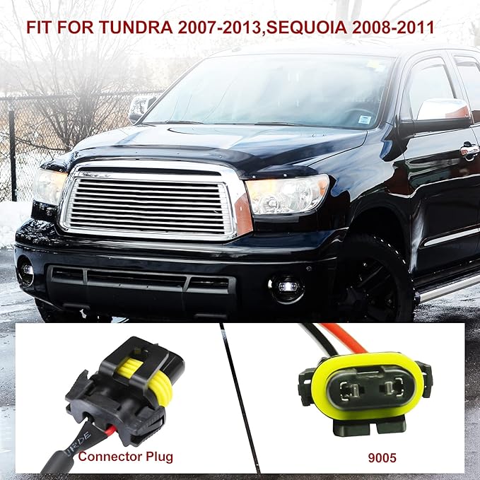 FIERYRED Fog Light with LED Bulbs For Tundra 2007-2013,Sequoia 2008-2011,100% OEM Bumper Driving Fog Light Clear Lens,IP68 Waterproof
