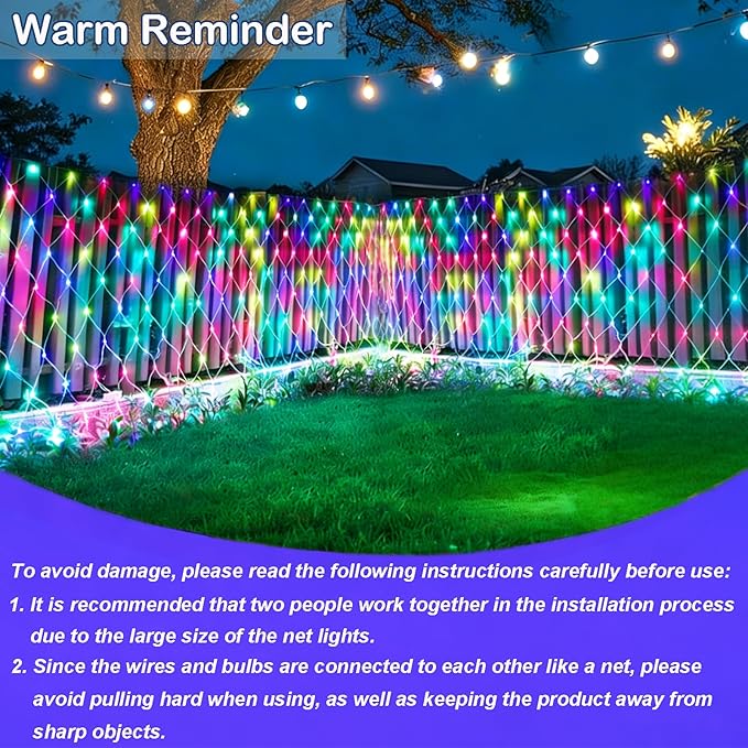 Lovelite 204 LED Net Lights, 35 Colors Changing Easter Net Lights Outdoor, 9.8ft x 6.6ft Connectable Bush Mesh Light Clear Wire for Halloween Christmas Tree Holiday Wedding Party Gazebo Patio Decor