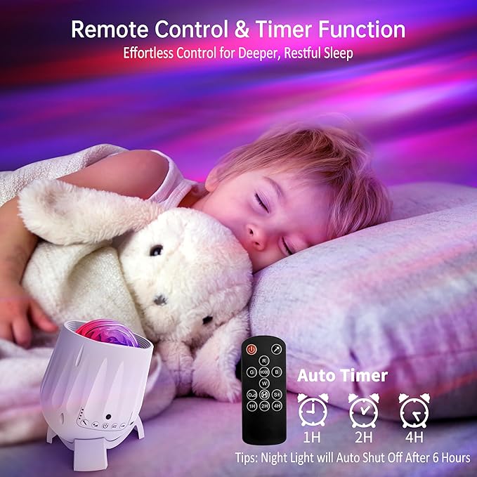 Northern Lights Projector, Galaxy Projector Night Light with Remote Control& Timer Funtion, Sleep Aid, Aurora Ceiling Projector Light for Bedroom Decor, Christmas Gift for Kids, Adults