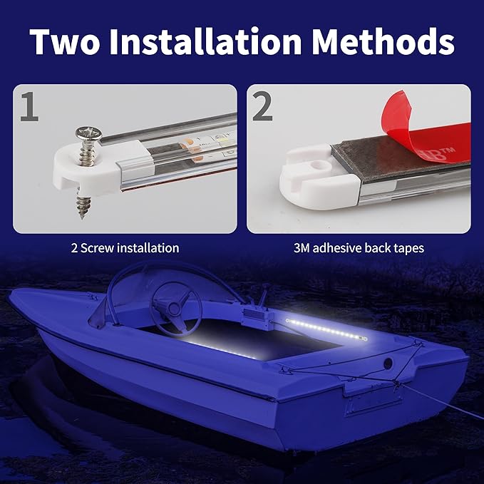 LED Boat Interior Lights, Boat Led Strip Lights Marine Waterproof Marine Lighting Strip Night Fishing Lighting for Pontoon, Dinghy, Kayak, Yacht,4 Pcs, White
