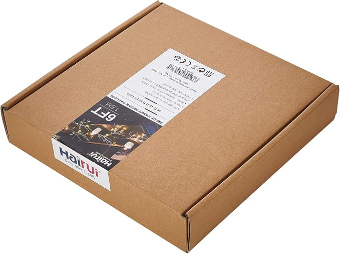 Hairui Lighted Garland Snow Flocked 6FT 48 LED Battery Operated Pre-lit Twig Vine Winter Christmas Party Decoration Indoor Outdoor Use