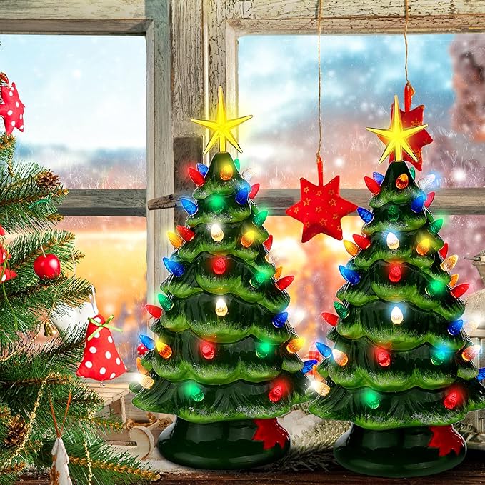 WILLBOND 6 Pieces Ceramic Christmas Tree Star Replacement Light Ceramic Tree Star Ornament Christmas Replacement Light Bulbs Accessories(Yellow)