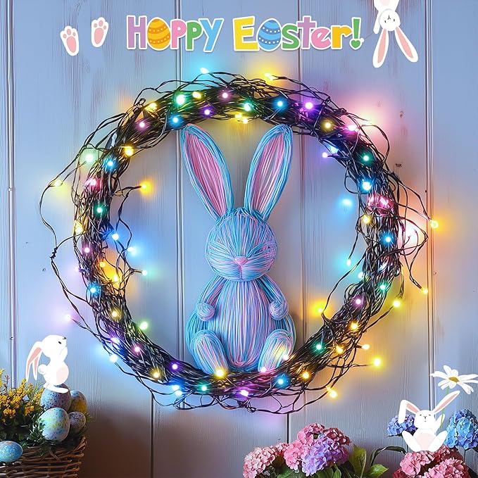 JMEXSUSS 500 LED Easter Lights Outdoor Indoor, 173ft Multicolor Easter String Lights, 8 Modes Pastel Light Plug in for Room Party Decorations