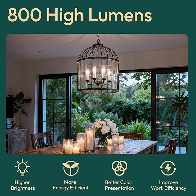ALAMPEVER E12 LED Bulb 100 Watt Equivalent, 800LM Super Bright Dimmable LED Light Bulb, B11 5000K Daylight White Candelabra Bulb, 5.5W, 6 Pack
