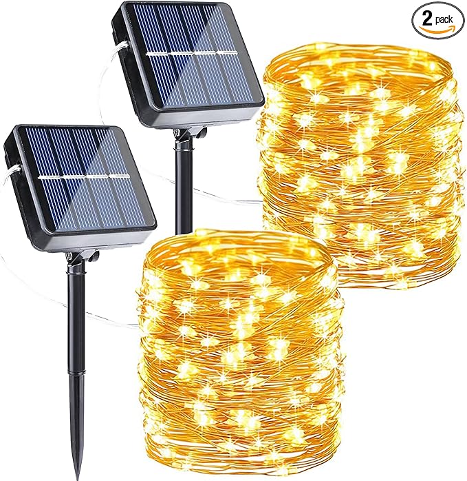 Joomer Solar Fairy Lights, 2-Pack Total 80FT 240LED Solar String Lights Outdoor Waterproof 8 Lighting Modes for Patio Fence Party Garden Yard Home Holiday Tree Outdoor Decoration (Warm White)