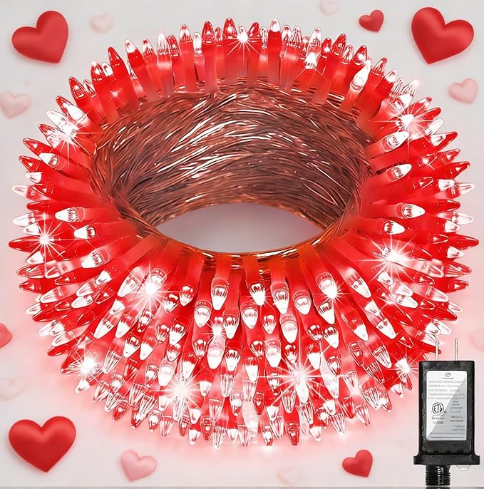 750LED Valentine Lights Outdoor Use, 240ft 12 Modes Red Valentines Day Decorations with Timer Dimmable, Waterproof Christmas Tree Lights for Xmas Patio Yard Fence Balcony Garden Party