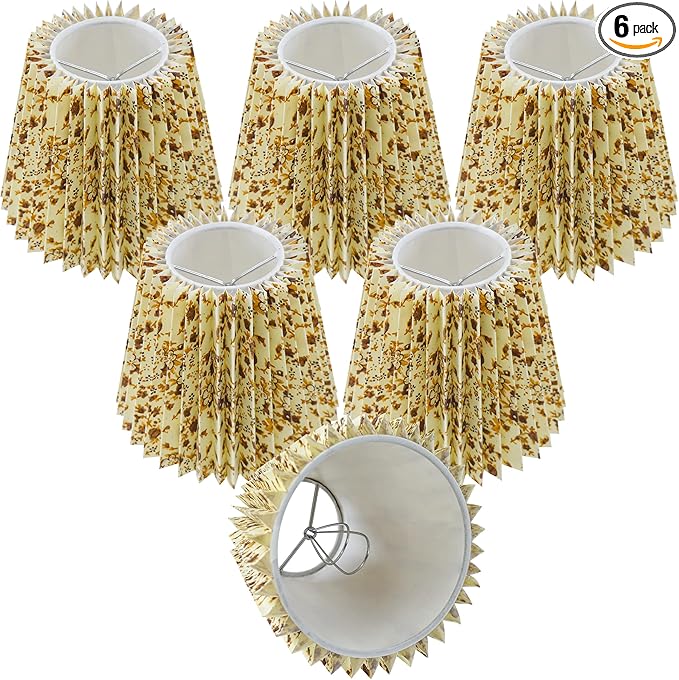Small pleated lampshade chandelier shades set of 6. Lampshade for Wall Lamp.chandelier shades.small table lamps.For Cutting Edge bulbs.light bulb shade.chandelier light covers.4" X 5" X 6"