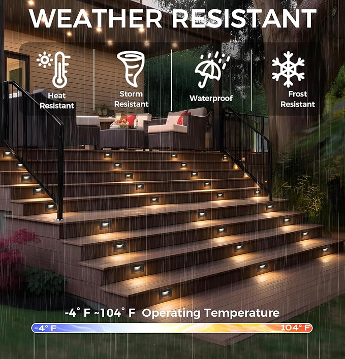 CLOUDY BAY 12V Low Voltage 3 Color Indoor and Outdoor LED Step Light,3000K/4000K/5000K Deck Lights,Stair Light,Wet Location,Black(Low Voltage Transformer is Required)