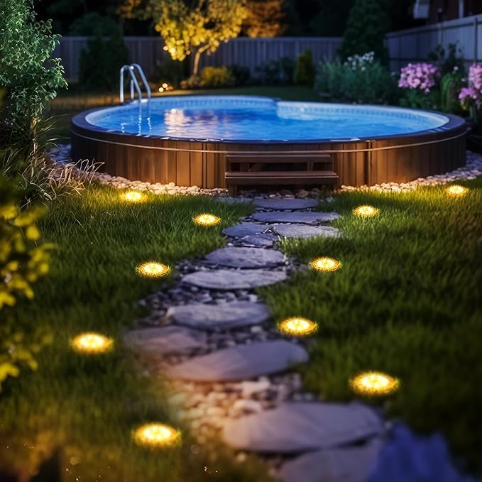 SOLPEX 8 Pack Solar Pool Lights for Above Ground Pools, Waterproof LED Above Ground Pool Lights, Outdoor Pool Decoration Accessories(Warm White)