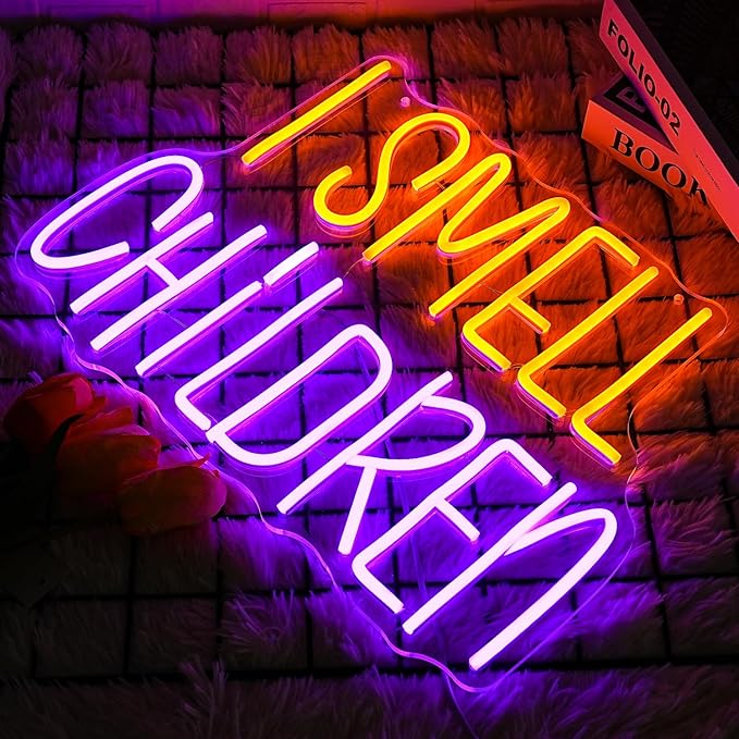 I Smell Children Neon Sign for Wall Decor Halloween Neon Light Colorful LED Neon Sign USB Powered LED Neon Light for Bedroom Shop Hotel Bar Halloween Decoration