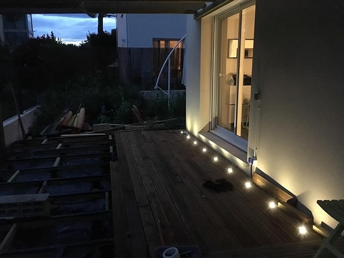 FVTLED Low Voltage LED Deck Light Waterproof Outdoor Garden Yard Decor Lamps Recessed Wood Decking Stair Landscape Pathway LED Step Lighting, Warm White