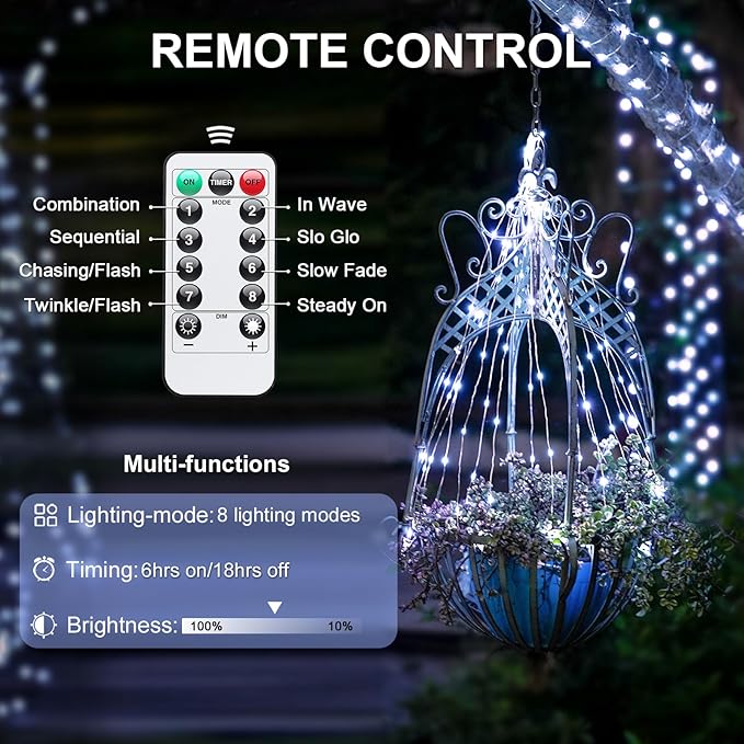 JMEXSUSS 2 Pack White Fairy Lights Battery Operated, Total 200 LED 66ft Twinkle Lights with Remote, 8 Mode White String Lights for Bedroom Ceiling Centerpiece Tree Indoor Outdoor Decor