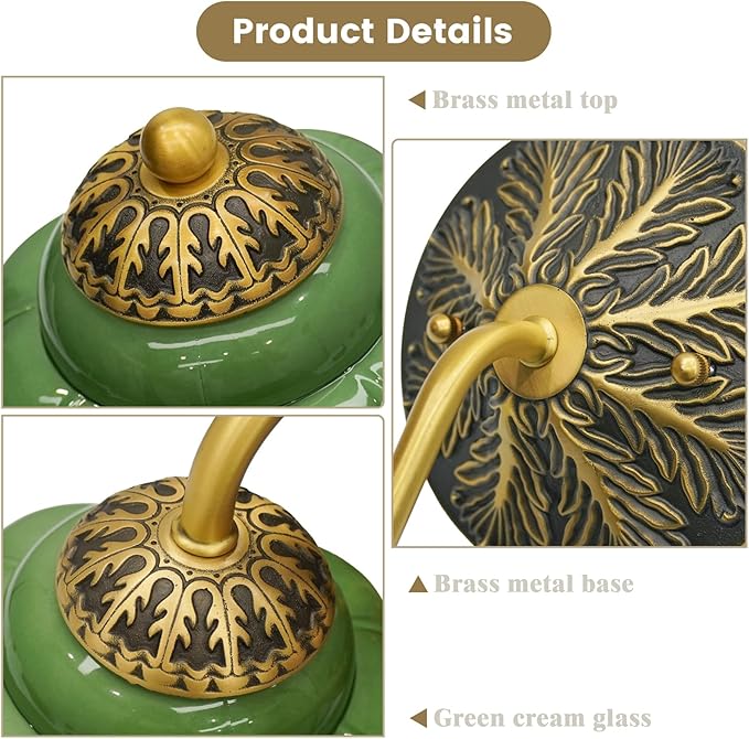 Vintage Mike Green Glass Wall Sconce - Milk Glass Shade Antique Brass Indoor Wall Light for Bedroom, Living Room, and Hallway