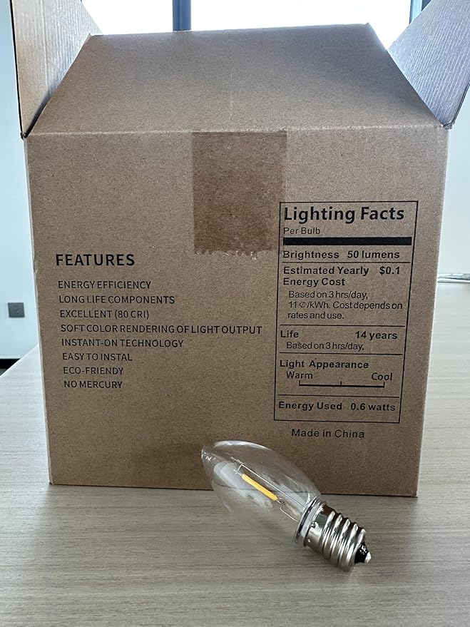 KGC C9 LED Replacement Christmas Lights Bulbs-0.6W Equivalent to 7W, Warm White 2200K, No Glass Shatterproof & Waterproof Plastic Bulbs, E17 Screw for Indoor Outdoor Patio String Lights 100 Pack
