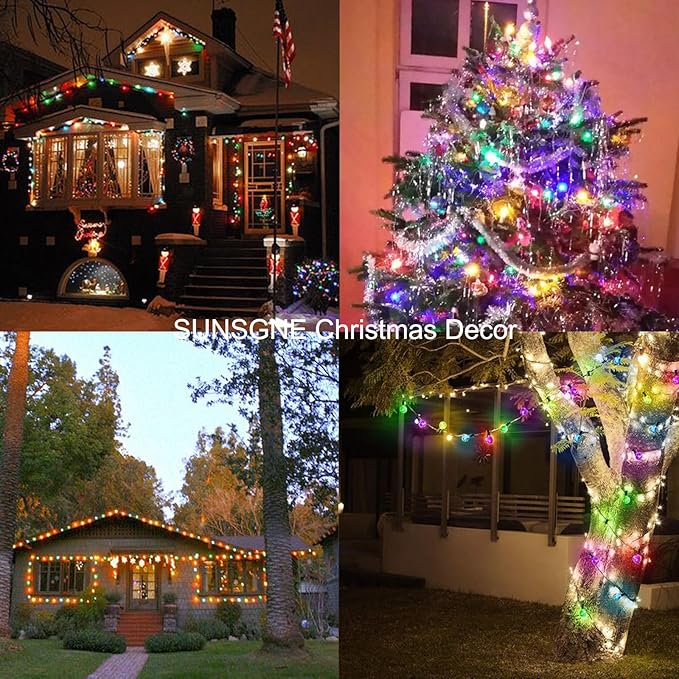 SUNSGNE 25 Pack G40 LED Christmas Replacement Globe Light Bulbs, Colored Christmas Round Lights with E12 Candelabra Base for Outdoor Indoor Decor- Frosted Multicolor- 0.6 Watt