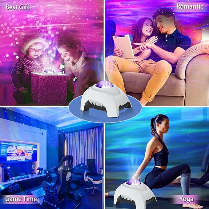 Star Projector, Vinwark Galaxy Projector, Northern Lights Aurora Projector for Bedroom with Music Bluetooth Speaker and White Noise, Starry Night Light Projectors for Kids Adults
