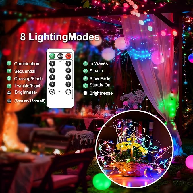 6 Pack Fairy Lights Battery Operated with Remote 7ft 20 LED Mini String Twinkle Lights Waterproof 8 Modes Firefly Starry Moon Lights for Mason Jars DIY Christmas Wedding Party Bedroom Decoration