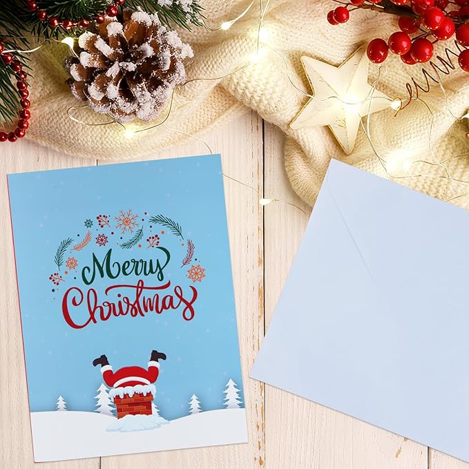 FaCraft Musical Christmas Cards, with Lights and Music, 15.4 x 10.4 inch Handmade 3D Large Pop Up Christmas Card, with Envelope Blank Insert and Seal for Winter Holidays New Year (Woodland)