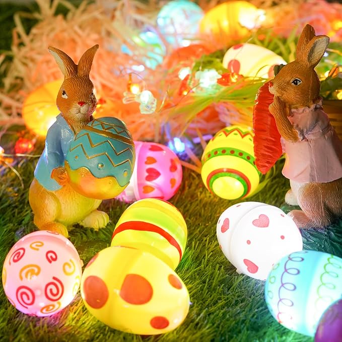 12 Pack 7Ft Fairy Lights with Easter Egg, Battery Operated 20 LED Easter String Lights 3 Mode for Outdoor Bedroom Home Spring Themed Tree Decor
