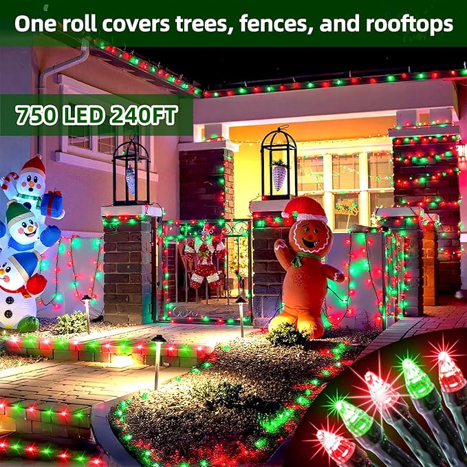 1500 LED 470FT Christmas Lights Outdoor,12 Lighting Modes Christmas String Lights with Timer, Dimmable Red & Green LED StringLights Waterproof for Yard Tree Wedding Party Holiday Red & Green