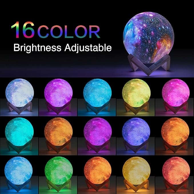 Moon Lamp Galaxy Lamp Upgraded Timing 4.7 Inch 16 Colors 3D Moonlight Galaxy Light,Moon Night Light for Adults,Kids Lamp Moon Gifts for Women Girls Boys Bedroom