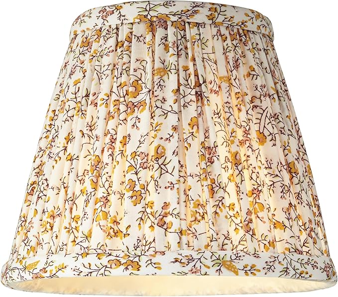 Springcrest Nelle Goldenrod Floral Pleated Cottage Core Lamp Shade 3.5x6x5 (Clip-On) - Springcrest