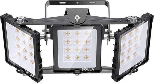 150W 2024 Plus New Upgraded LED Outdoor Flood Light, 15000LM 6000K Daylight White IP66 Waterproof, Stadium Lights, 3 Heads Adjustable Outdoor Floodlight Security Lights for Yards, Patios, Street