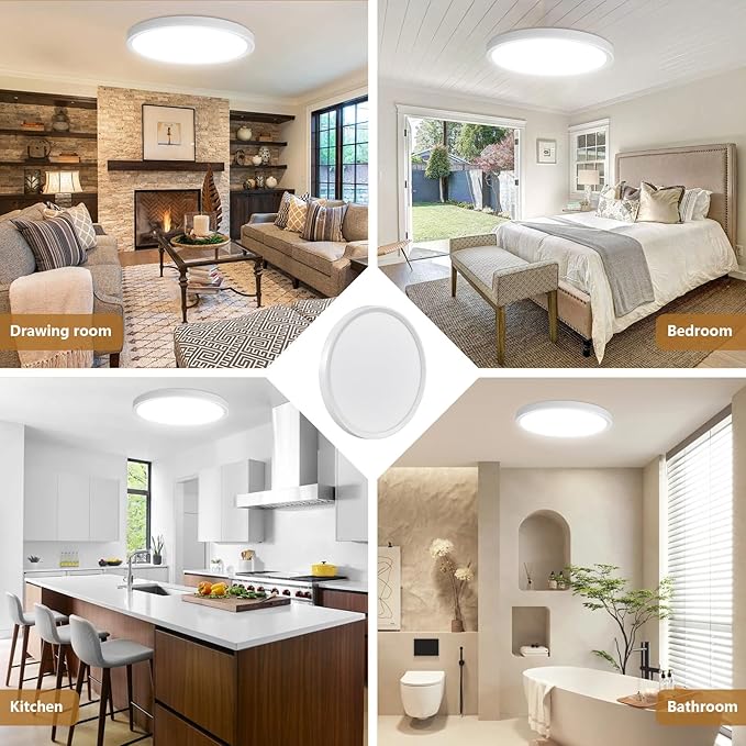 20 Inch Dimmable Large LED Flush Mount Ceiling Light, 43W, 3200LM, 3000K-6500K Stepless CCT, Dimmable with Remote Ceiling Light, Round Flat Panel Fixture for Living Room, Bedroom,Kitchen (White)