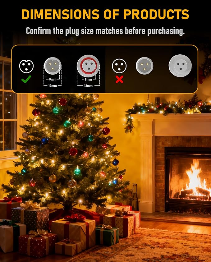 33FT Extension Cable for Govee Permanent Outdoor Lights (H705A-H706C), IP68 Waterproof 3-Pin Extension Cord, 22AWG Pure Copper Wire, Expand Holiday Lighting for Christmas, New Year, Roof