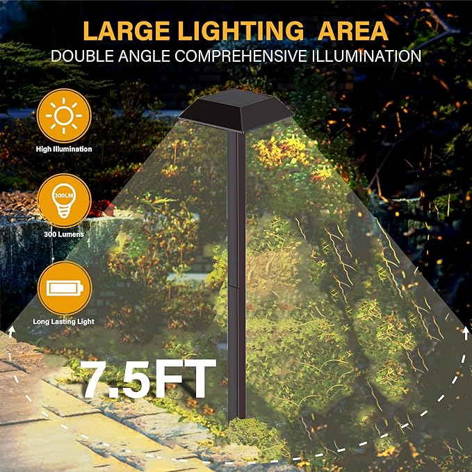 Bobcat Solar Landscape Pathway Lights Super Bright with 2-in-1 Warm White and Daylight Modes, Solar Lights Outdoor Waterproof for Outdoor Path, Sidewalk, Driveway, Yard or Walk Way (4 Pack)