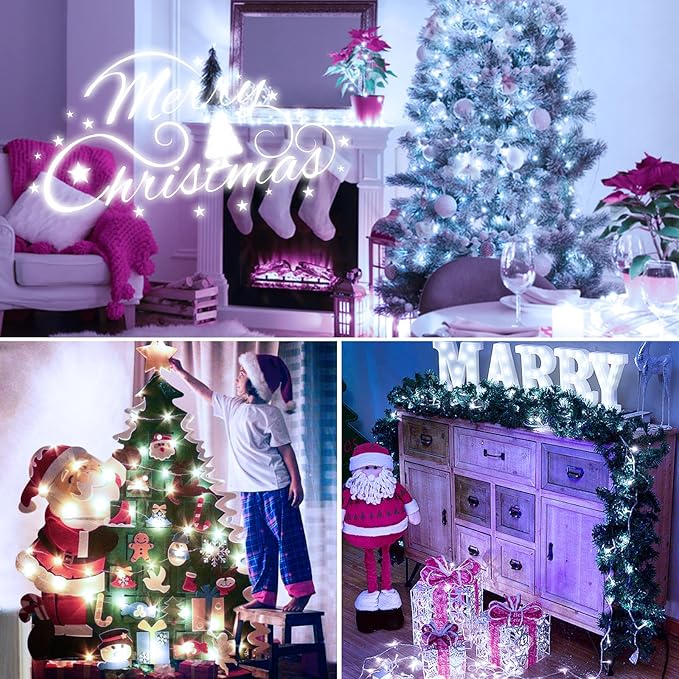 【10 Pack】Fairy Lights Battery Operated with Timer, 7FT 20LED String Lights Waterproof Silver Wire Fairy Light Battery Powered Twinkle Lights for Bedroom Christmas Wedding Indoor Party Decor Cool White