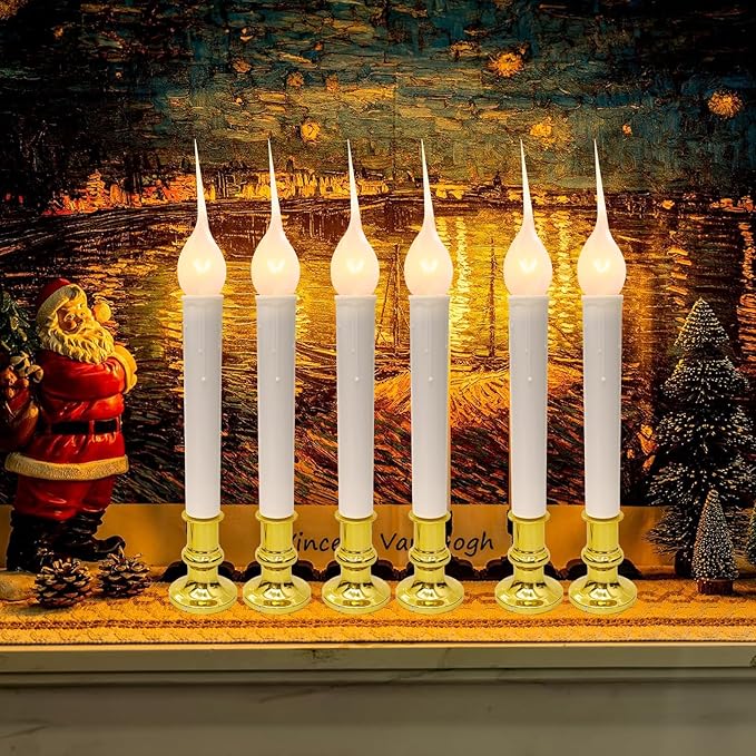 Dipped Candle Light Bulbs, Christmas Silicone Decorative Replacement Bulbs 5 Watts for E12 Candelabra Base Night Lights, Electric Window Candles, Chandelier - 12 Pack