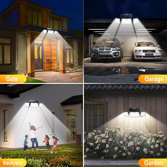 MIHANI Solar Lights Outdoor, Solar Motion Deck Lights Outdoor for Deck with High Brightness, Larger Built-in Tempered Glass Panel, Sensitive PIR Motion Inductor (Non-Remote,1-Pack)
