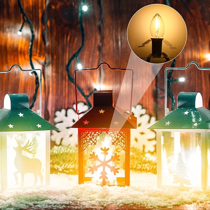Enhon 18 Pack C7 Accessory Cord with LED Bulb, Each 6 ft Blow Mold Light Cords with On/Off Switch for Christmas Village House Halloween Pumpkin Holiday Ceramic Tree and Craft Projects