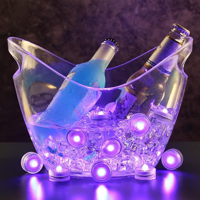 Purple Submersible Led Lights, Waterproof Tea Lights Underwater Mini Pool Lights Battery Operated Flameless for Vases Fountain Halloween Christmas Home Decorations (24 Pack)