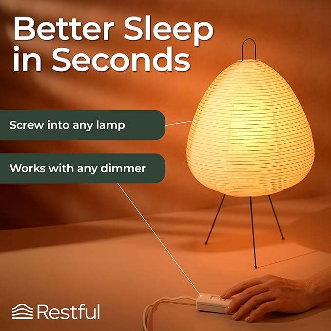 Restful 2-Pack Bedtime Bulb v2 for Better Sleep (45+ Years of Light) – Dimmable Low Blue Light Bulb, Easy Setup, Reduces Eye Strain
