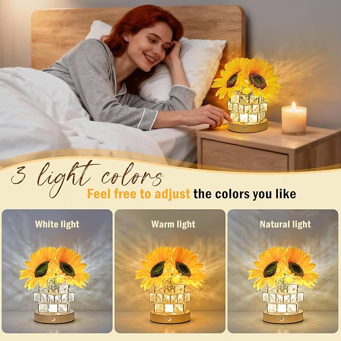 Sunflower Lamp Gifts for Women – Unique Flower Light for Mom, Wife, Daughter, Teacher, Friends – Mother’s Day, Valentine’s, Christmas, Birthday Gifts – Bedroom, Office, Restaurant Decor