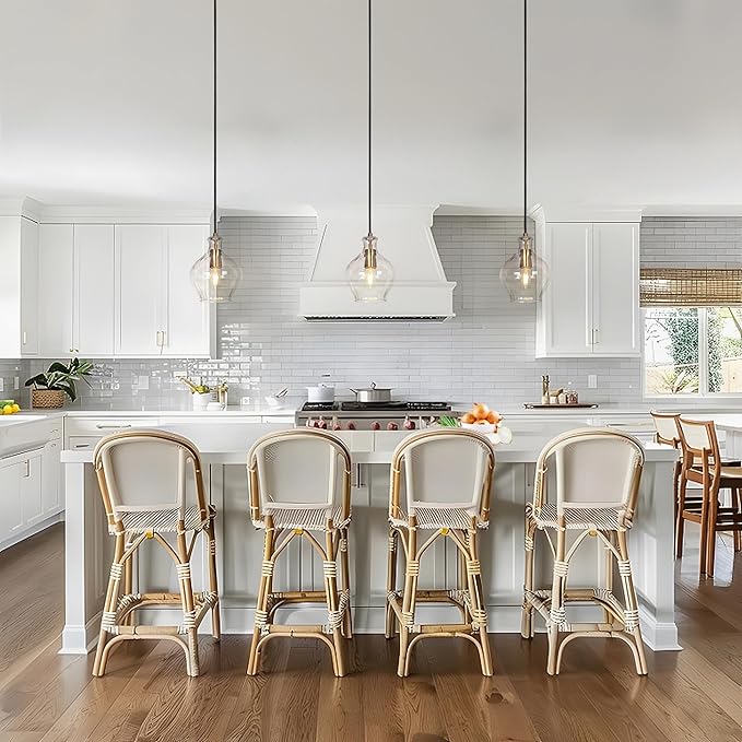KSANA Pendant Lights Kitchen Island, 1-Light Electroplated Gold Teardrop Pendant Light with Textured Glass Shade Modern Adjustable Hanging Light Fixtures for Dining Room Hallway Bedroom