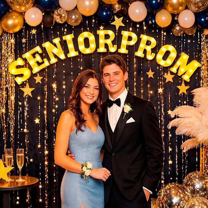 10 Pcs Senior Prom Decorations Large LED Letter Light Sign Battery Powered Graduation Table Decorations for for Senior High School College Table Wall Centerpieces Decor Party Supplies