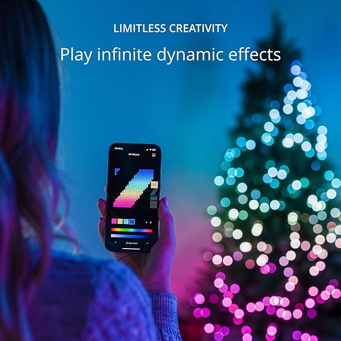 Twinkly Strings USB-C Pearl-Shaped Light String with 100 RGB LEDs. 20 Feet. Green Wire. App-Controlled. USB-C-Powered. Indoor Smart Home Lighting Decoration
