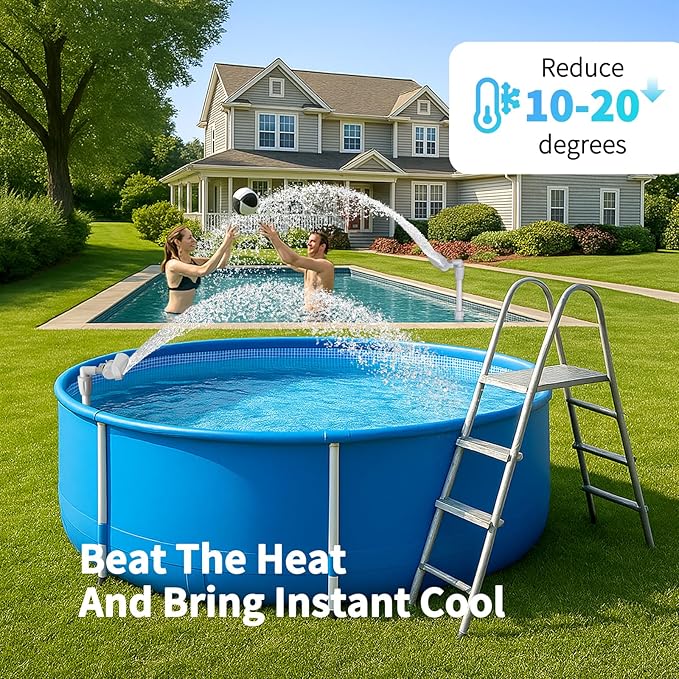 Klleyna Swimming Pool Fountain for Above & In-Ground Pools, Pool Waterfall Water Cooler Sprinkler Sprayer Summer Party Decor (E-Gray Swing)