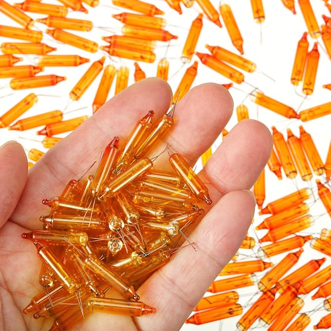 Mudder 500 Pcs Christmas Tree Replacement Light Bulbs 2.5v Christmas Light Bulbs Incandescent Xmas Decorative Replacement String Lights Outdoor Indoor(Orange)