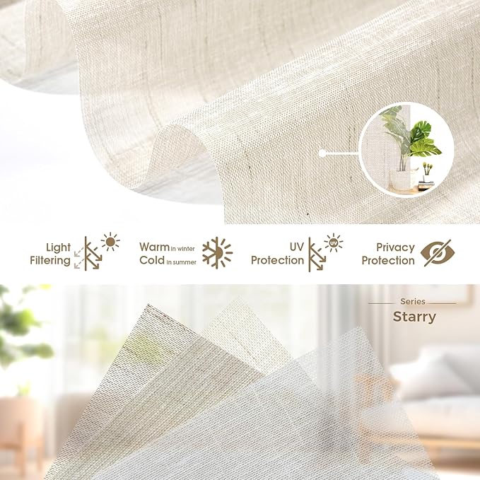 HeyBlinds Motorized Roller Shades, Smart Blinds for Windows, Remote Automatic Window Shades, Electric Shades, Light Filtering, Compatible with Alexa Google Apple Home (Starry-Latte LF)
