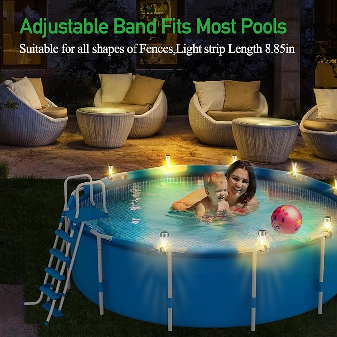 Pool Lights for Above Ground Pools,Solar Pool Light 6 Pack for Framed Above Ground Pools, Outdoor Yard Garden Pool Decoration Night Light，Waterproof Swimming Pool Accessories Lights
