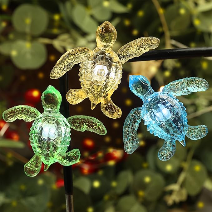 Bartlett Beach Solar Lights Decorative Outdoor Waterproof Ocean Décor Nautical Cute Sea Turtles Balcony Lights 40LED 14ft for Tiki Bar Garden Yard Patio Fence Window Fountain Decoration