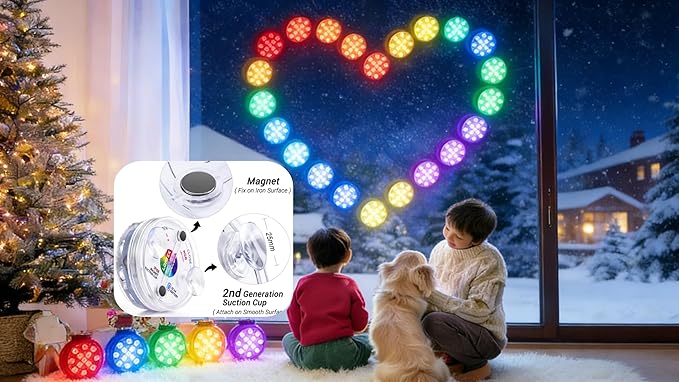 LOFTEK Submersible LED Lights with Remote, 13 LED Pool Lights for Inground Above Ground Pool with Magnets &Suction Cups,16 Color Changing Underwater Light for Ponds Battery Operated, 8 Pack