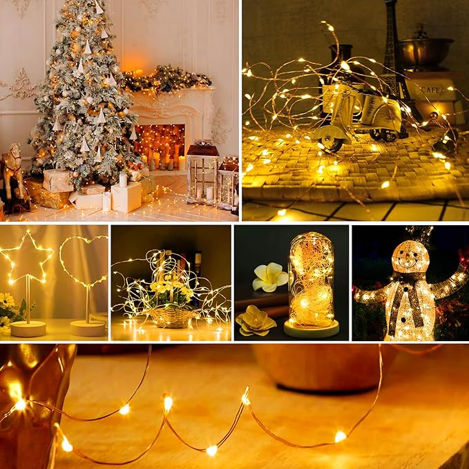 ZGWJ Fairy Lights Battery Operated, 24 Pack Warm White Twinkle String Lights 20 LED 7FT 3 Lighting Modes for Bedroom, Halloween, Christmas, Easter, Party, Wedding Decor Indoor Outdoor Decoration