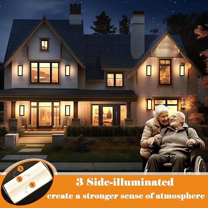 Black Outdoor Light Fixtures Wall Mount, IP65 Waterproof Porch Lights Outdoor Wall Sconce, 2 Pack Rectangular Modern Exterior Lighting Fixtures for House Front Door,3-Color Temperature