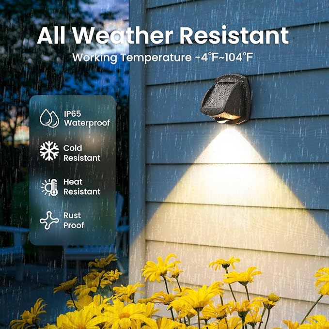 SOLPEX Solar Lights Outdoor Waterproof IP65, Solar Stair Lights Outdoor for Fence, Deck, Step, Dual Color LED 3 Lighting Modes House Wall Light for Porch, Backyard, Fence, Garden Decor-8 Pack