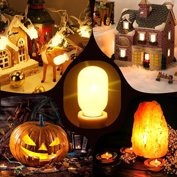 Leelosp 2 Pack Accessory Cord with 5 Milky White LED Light Bulb and Female Plug, Compatible with Department 56 Christmas Village, 13 Ft UL Certification Christmas Village Light Replacement Cord